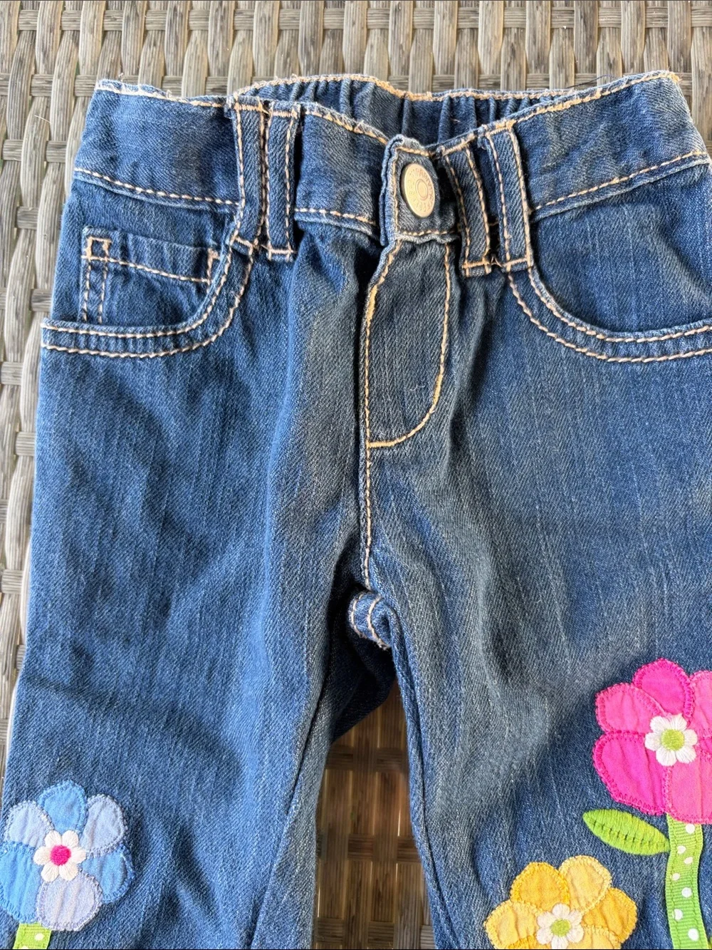 Vintage Gymboree Showers Of Flowers Denim Jeans 2012 Size 6-12 months